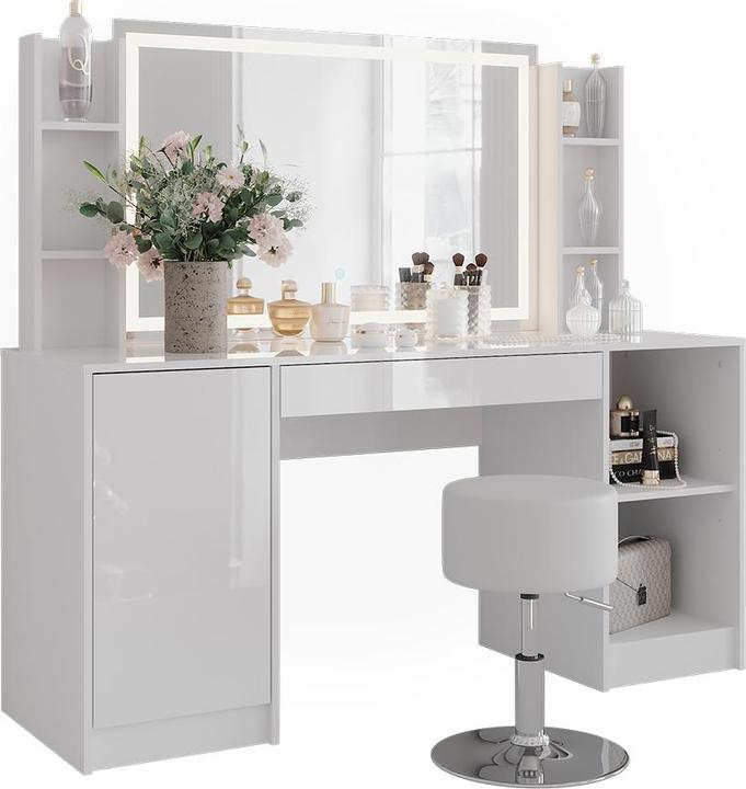 Produktbild Vicco Schminktisch Sherry, Weiss/Weiss Hochglanz, 158.2 cm 8 Teile (50.10 x 50.10 x 76 cm)