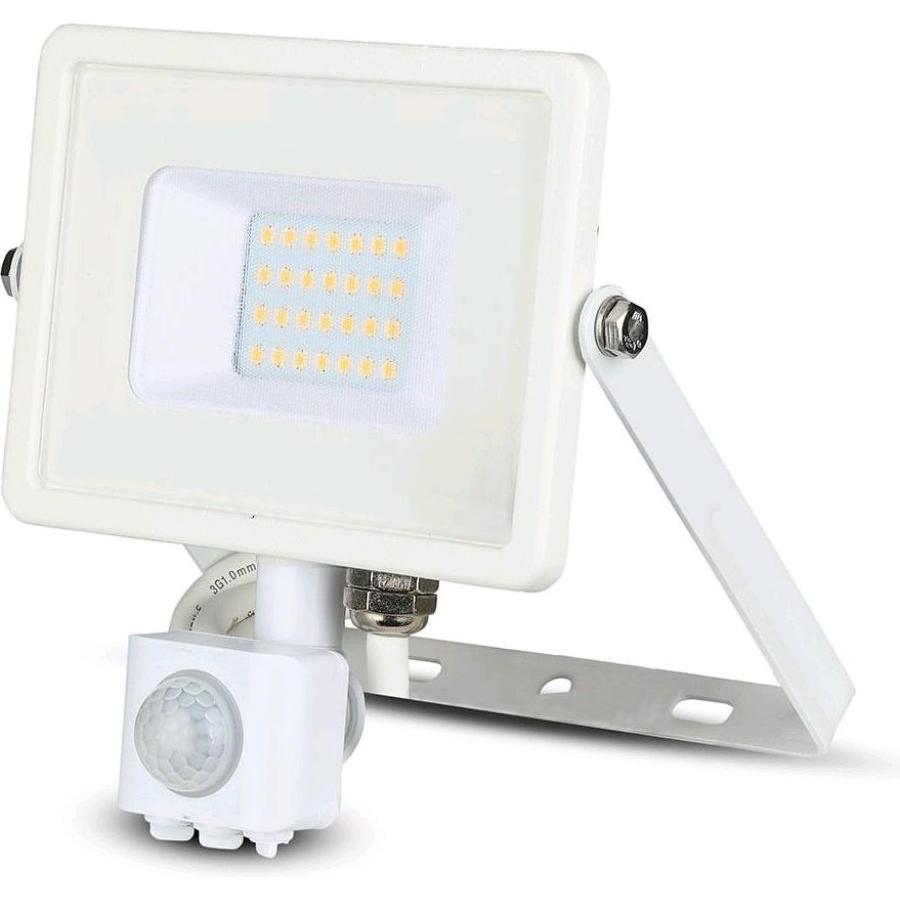 V-TAC, Fassadenbeleuchtung, VT20SB 20W LED Sensor Fluter SAMSUNG Chip Abschaltfunktion Weiss Gehäuse 6400K (1600 lm, IP6...