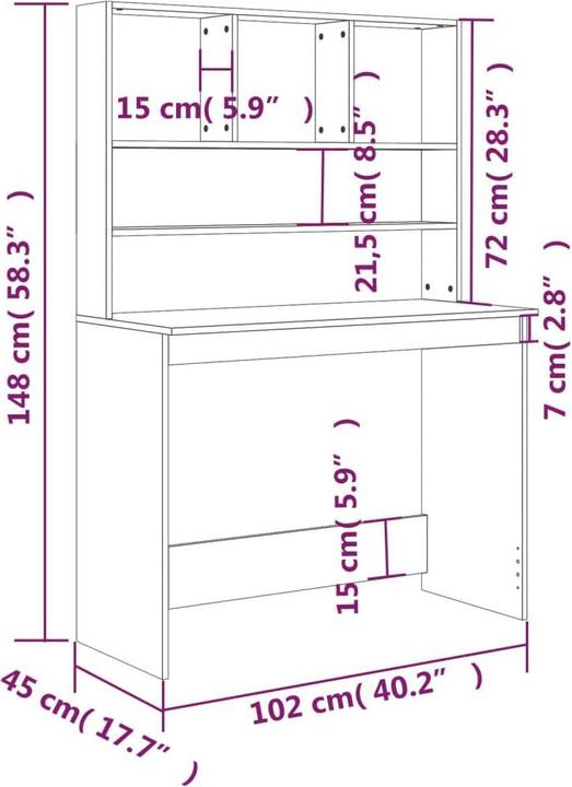 Immagine prodotto vidaXL Schreibtisch (102 x 45 x 148 cm)