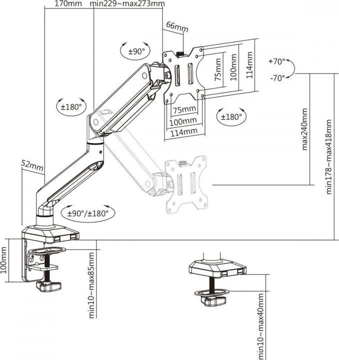 Produktbild Ergo Office Uchwyt biurkowy na monitor 17" - 35" (ER-445) (Tisch, 35")