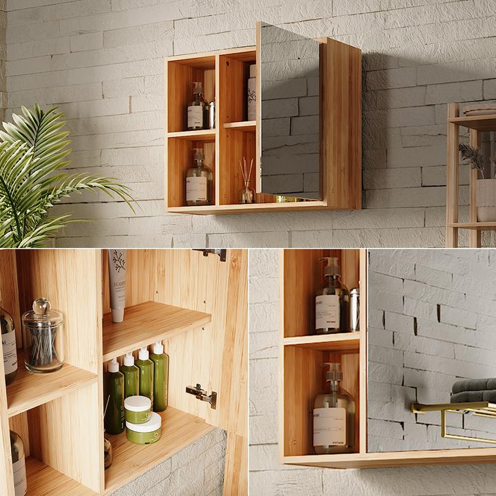 Produktbild Vicco Badspiegelschrank Lucie, Bambus, 54 x 44.5 cm mit Spiegel