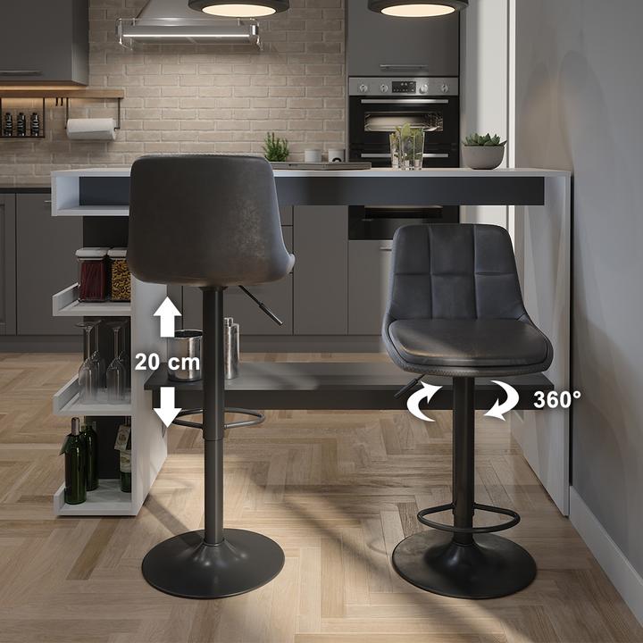 Produktbild Vicco Barhocker 2er Set Sena, Grau/Schwarz, 38.5 x 86 cm