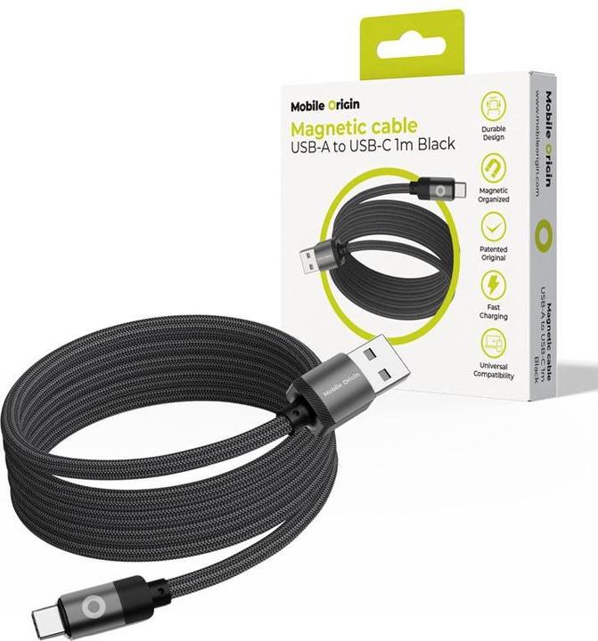 Image du produit Mobile Origin Câble original breveté magnétique USB-A vers USB-C - 1m - Noir (1 m, USB 2.0)