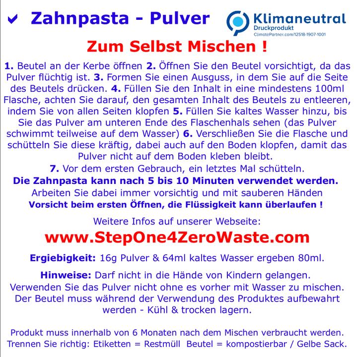 Productafbeelding Step One Tandpasta in poedervorm Mint fresh