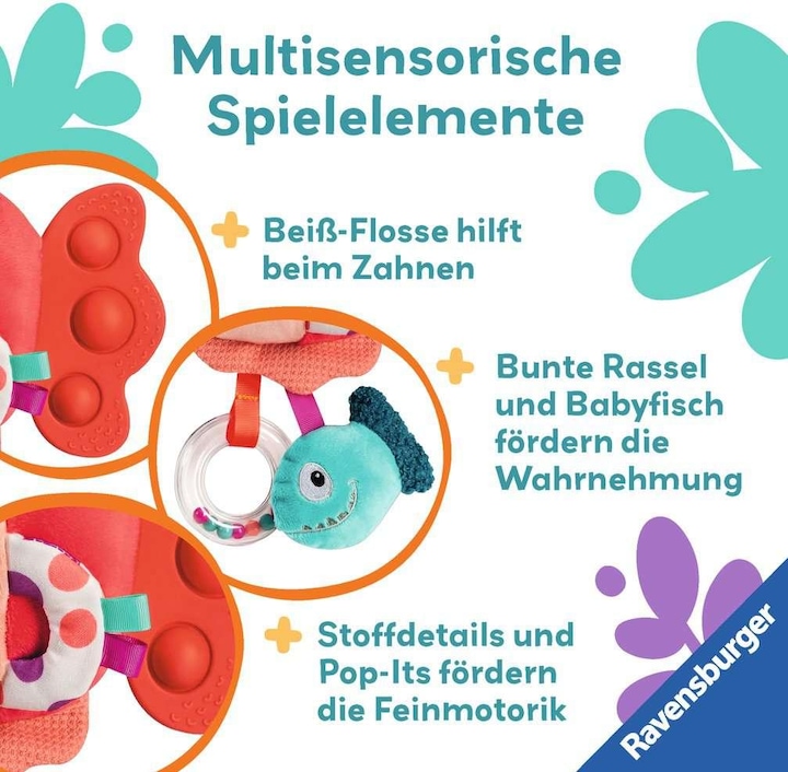 Image du produit Ravensburger 4871 play+ Pop-it Piranha (rouge), Peluche avec de nombreux effets de jeu, Jouet pour bébé