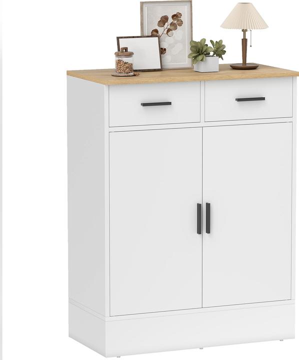 Image du produit Homcom Sideboard Spanplatte Weiss+Naturholz (35 x 68.60 x 90.30 cm)