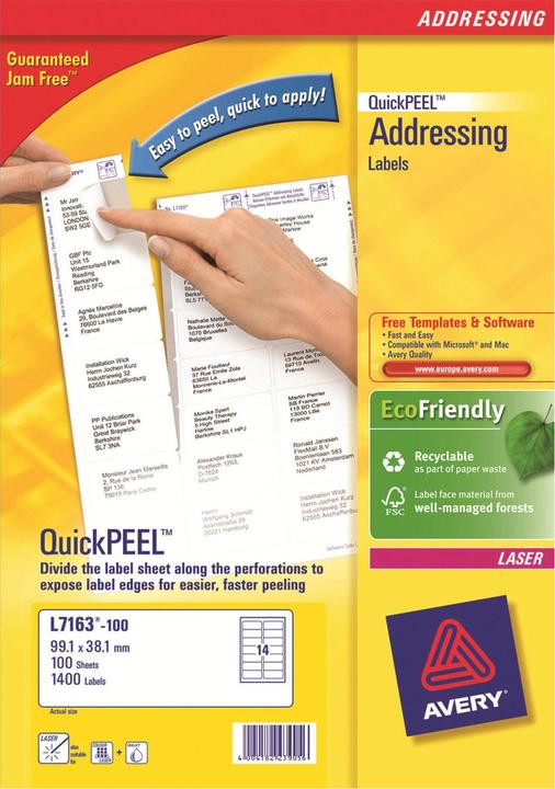 Actual product image Avery ZF LFL label 99.1x38.1mm UW