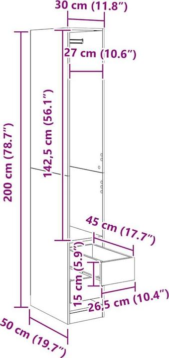 Immagine prodotto vidaXL Kleiderschrank (30 x 50 x 202 cm)