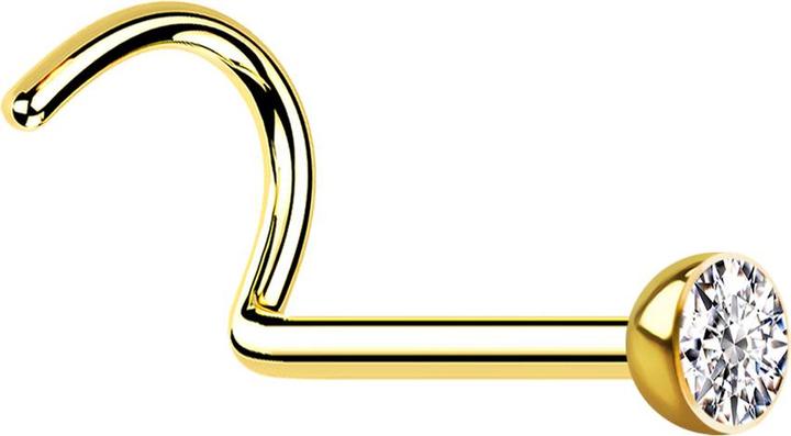 Produktbild Star Piercing Nasenstecker gebogen vergoldet mit Kristall silber (ohne Messing, Chirurgenstahl 316L)