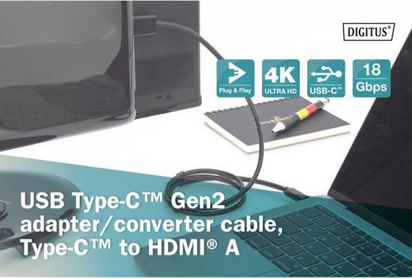 Productafbeelding Digitus USB Type C - HDMI (Type A) (2 m, HDMI)