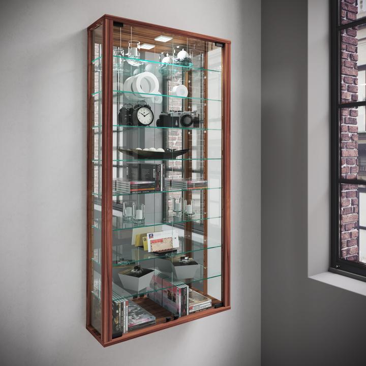 Produktbild VCM Wandvitrine Sammelvitrine Glasvitrine Wand Vitrine Regal Schrank Glas Hängevitrine "Vitrosa Maxi (59 x 18 x 115 cm)