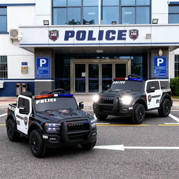 Image du produit Es-toys Elektro Kinderauto Polizei Dodge RAM 2500 „Rebel“ 24V Mit Ledersitz, 2 Sitzer und EVA Reifen (24 V)