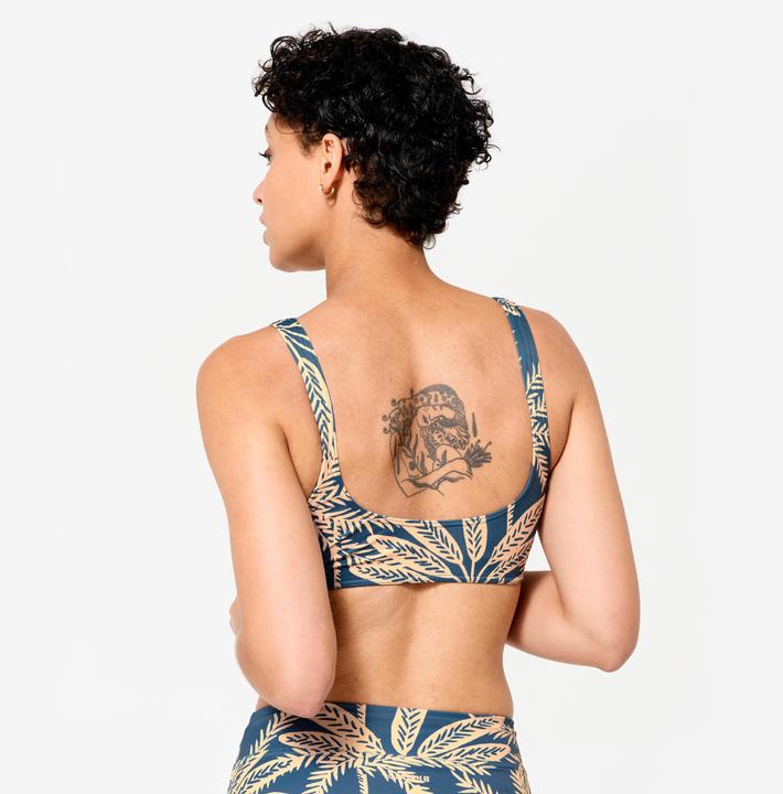Actual product image Olaian Bikini-Oberteil Damen Bustier Aurely Palmer blau (Frequency band 38 (2600 MHz))