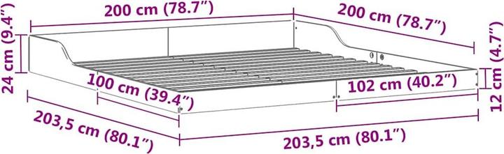 Actual product image vidaXL Plattformbettgestell (200 x 200 cm)