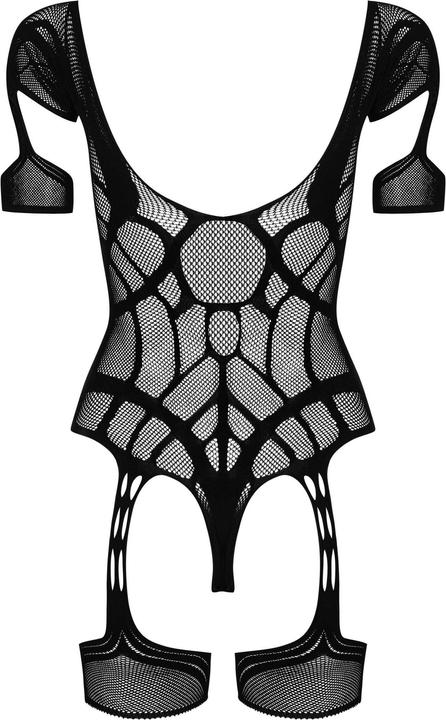 Actual product image Obsessive Mesh Bodystocking With Garter Design - Black (L, M)