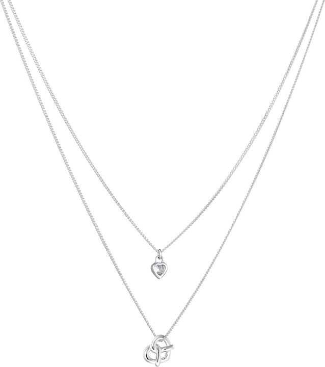 Produktbild Elli Halskette Layer Zirkonia Herz Brezel Trachten Look 925 Silber (Zirkonia, 925er Sterling Silber, 40 cm)