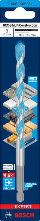 Produktbild Bosch Professional Zubehör Expert HEX-9 Multi Construction Bohrer, 9 x 90 x 150 mm (9 Millimeter)