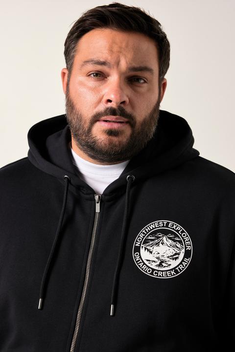 Produktbild Men+ Sweatjacke, Kapuze, Ärmelprint, Kängurutasche (L)