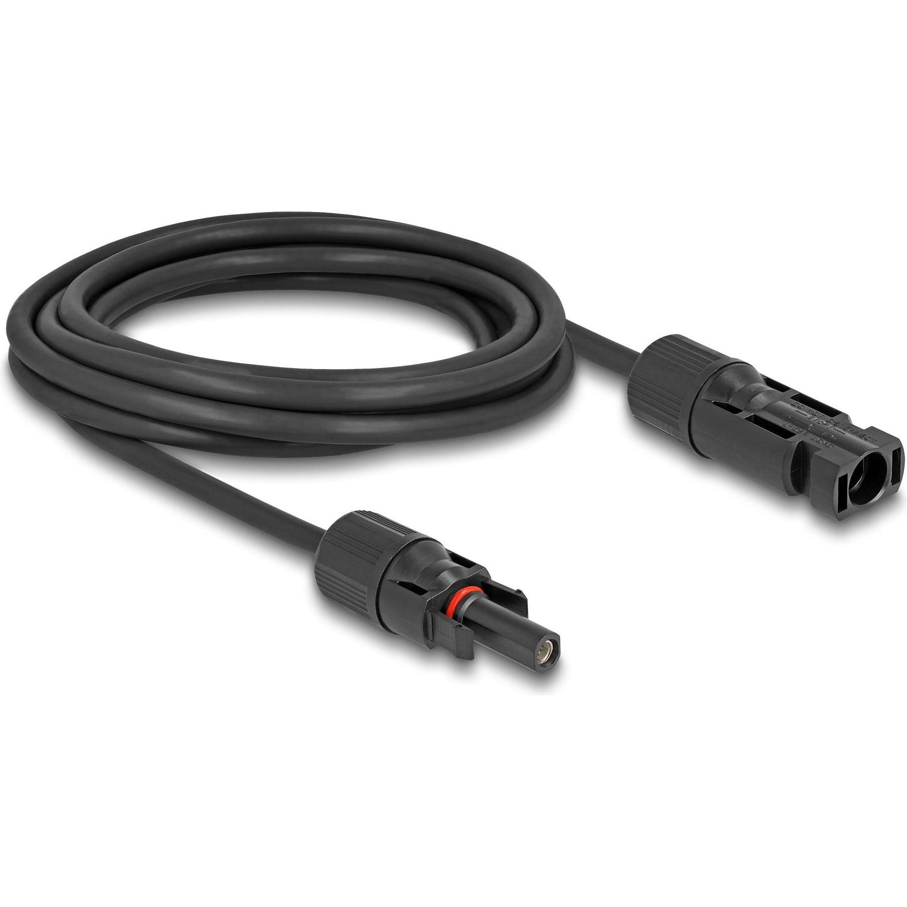 Delock, Zubehör Solarenergie, DL4 Solar Kabel 6 mm² Stecker zu Buchse 3 m schwarz (Solarstecker)