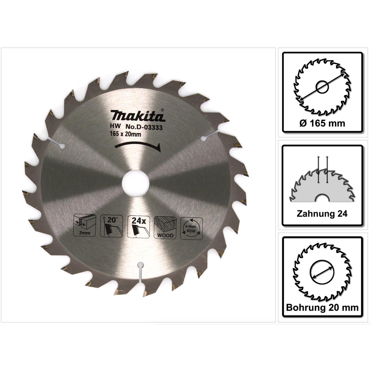 Thumbnail - Makita, Sägeblatt, CIRCULAR SAW BLADE 165X20MM 24T