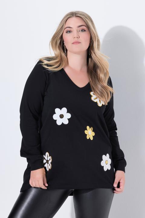 Produktbild Miamoda Sweatshirt, A-Linie, Blumen-Applikationen (60)