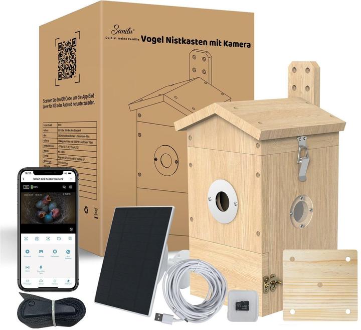 Image du produit Sanilu Clean Sanilu Vogel Nistkasten mit Kamera, Solarpanel inklusive