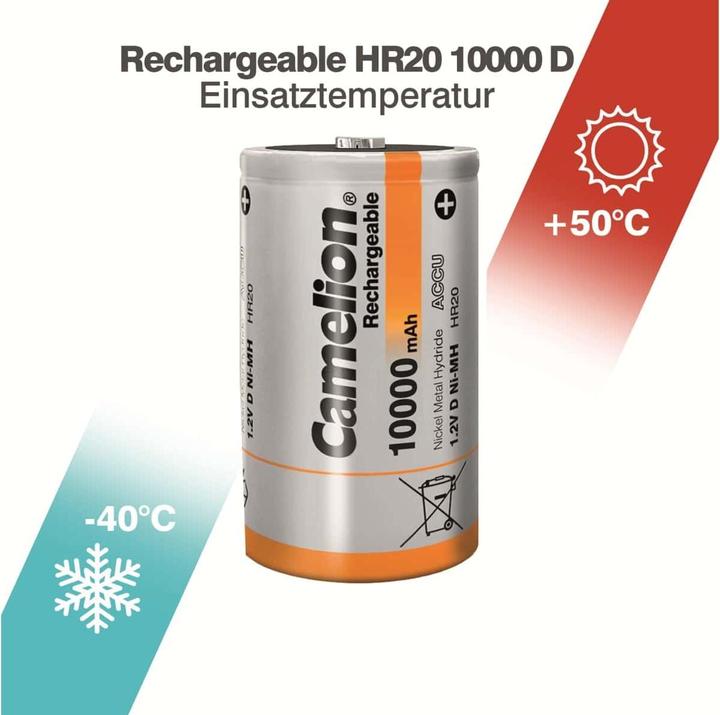 Immagine prodotto Camelion NH-D10000BP2 Wiederaufladbarer Akku Nickel-Metallhydrid (NiMH) (2 pz., D, 10000 mAh)