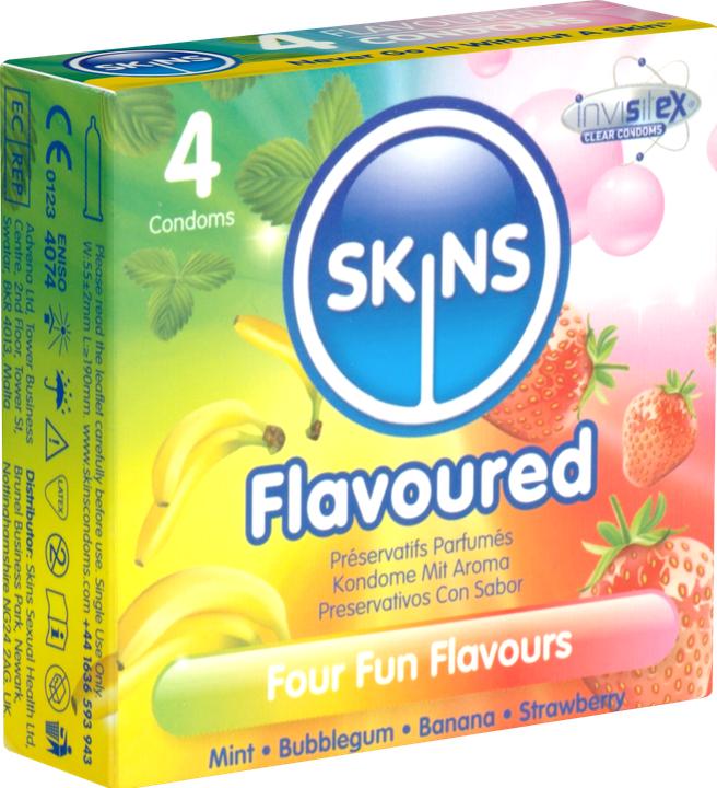 Actual product image Skins Flavoured" Fun Flavours, flavour mix of 4 delicious condoms - without latex odour (4 pcs.)
