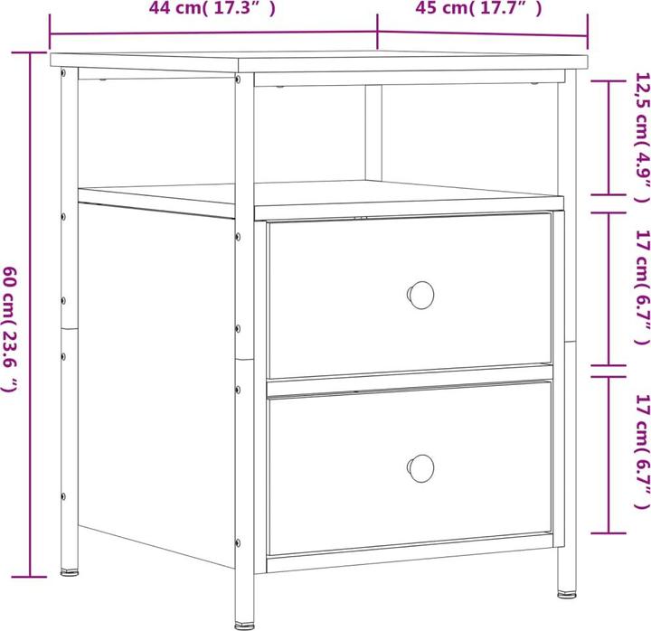 Actual product image vidaXL Nachttisch (45 x 44 x 60 cm)