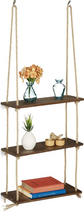 Actual product image Relaxdays Floating Wall Shelf with Rope, Set of 2 (43 x 15 x 96 cm)