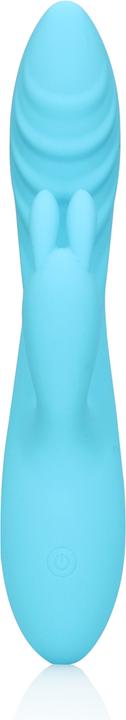 Produktbild Shots Ribbed Ultra Soft Silicone Rabbit Vibrator - Glacial Blue