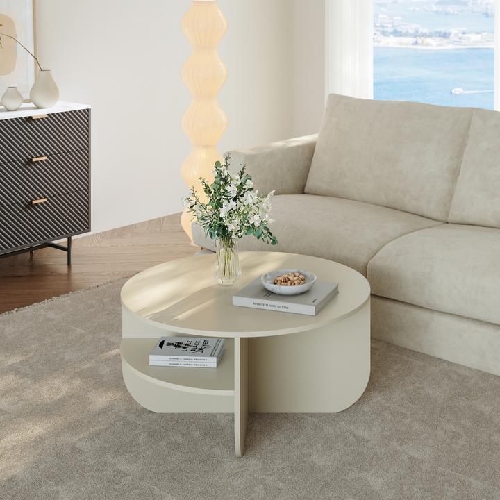 Image du produit En.Casa Couchtisch Reykhon Ø80x41 cm Sandfarben (80 x 41 cm)