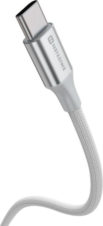 Actual product image Swissten Data Cable Textile II USB / USB-C 1,5 M White (1.50 m, 60 W)