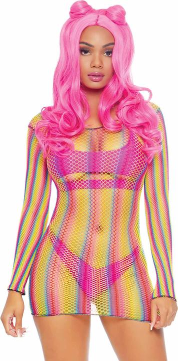 Productafbeelding Leg Avenue Regenboog visnet mini jurkje (Eén maat voor iedereen)