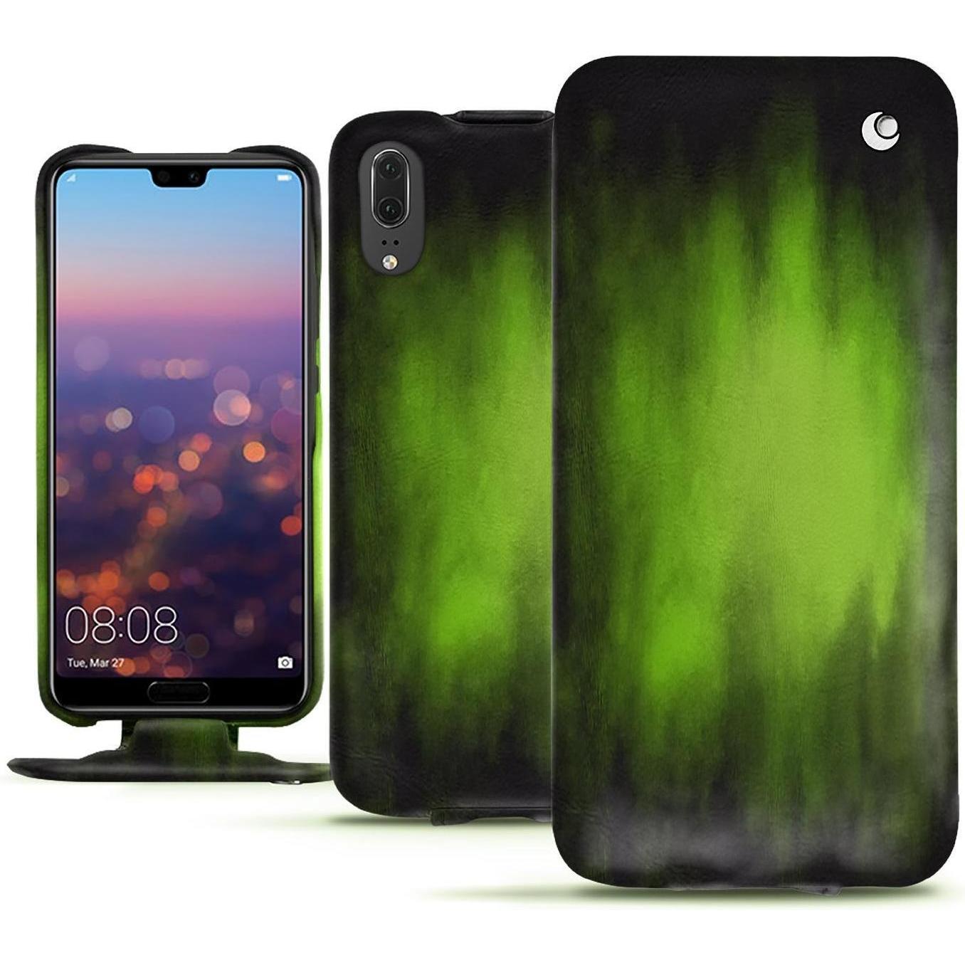Noreve Lederschutzhülle vertikal (Huawei P20), Smartphone Hülle, Grün