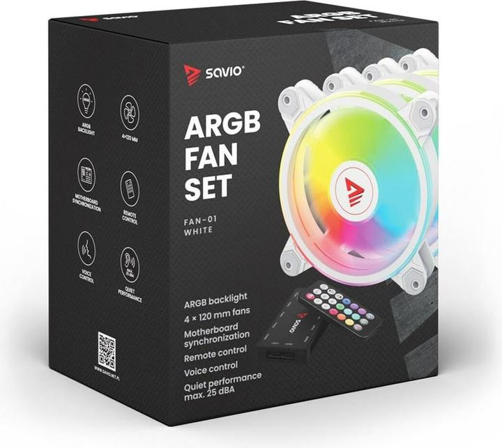 Produktbild Savio FAN-01 WHITE (120 mm, 4x)