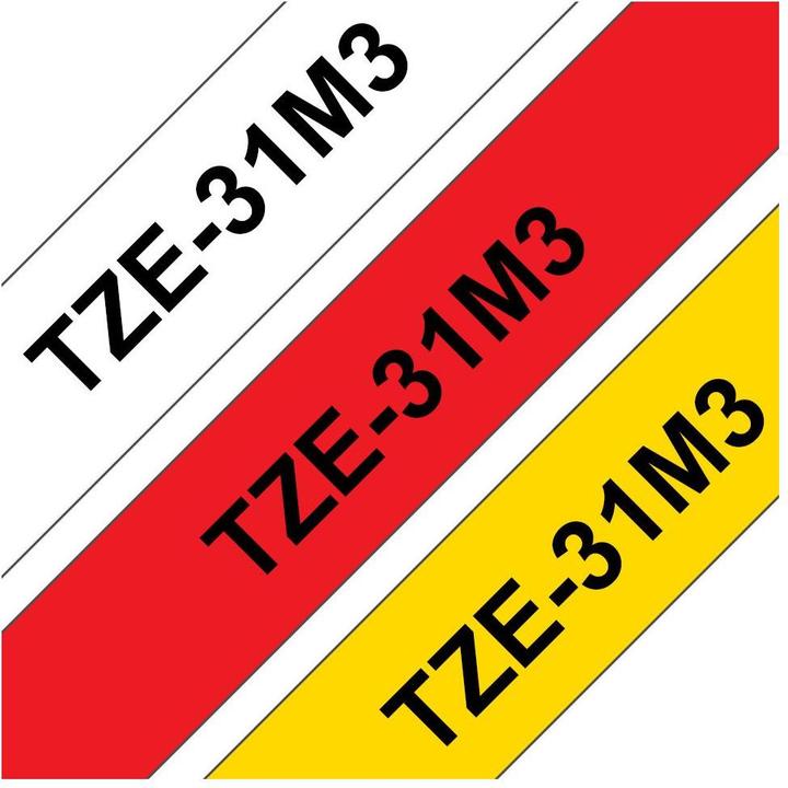 Immagine prodotto Brother Multipack TZe-31M3 (1.20 cm, Bianco, Giallo, Rosso)