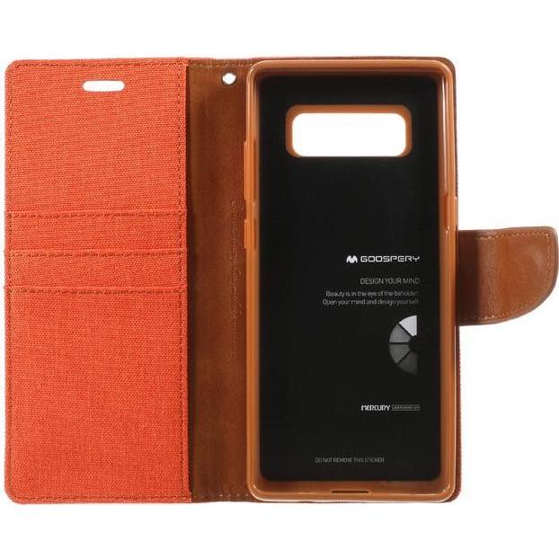 Goospery Canvas Diary Series (Samsung Galaxy Note 8), Smartphone Hülle, Braun, Orange