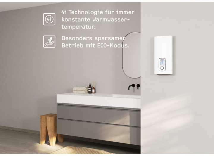 Actual product image Stiebel Eltron DHE 18/21/24 kW Fully electronic instantaneous water heater always accurate to the degree thanks to
