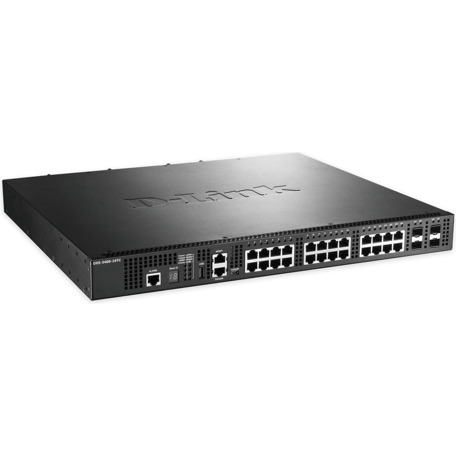 D-Link 24-PORT LAYER2 MANAGED 10G (20 Ports), Netzwerk Switch, Schwarz