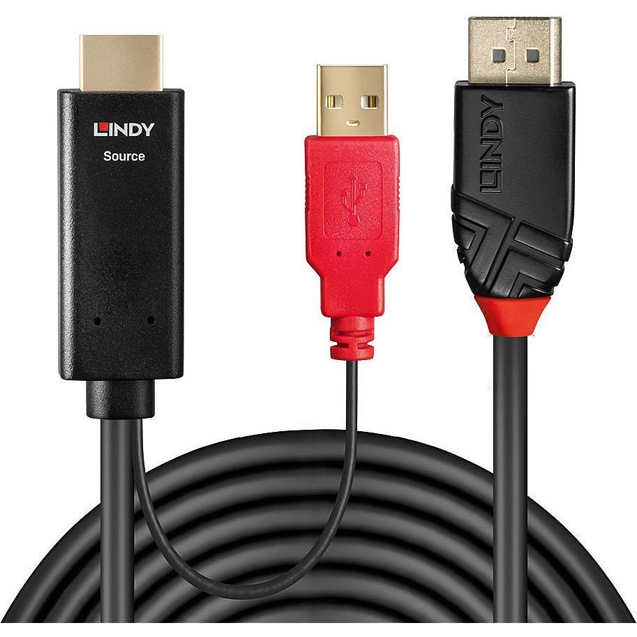 Thumbnail - Lindy DisplayPort — HDMI (Typ A) USB A (5 m, DisplayPort), Video Kabel