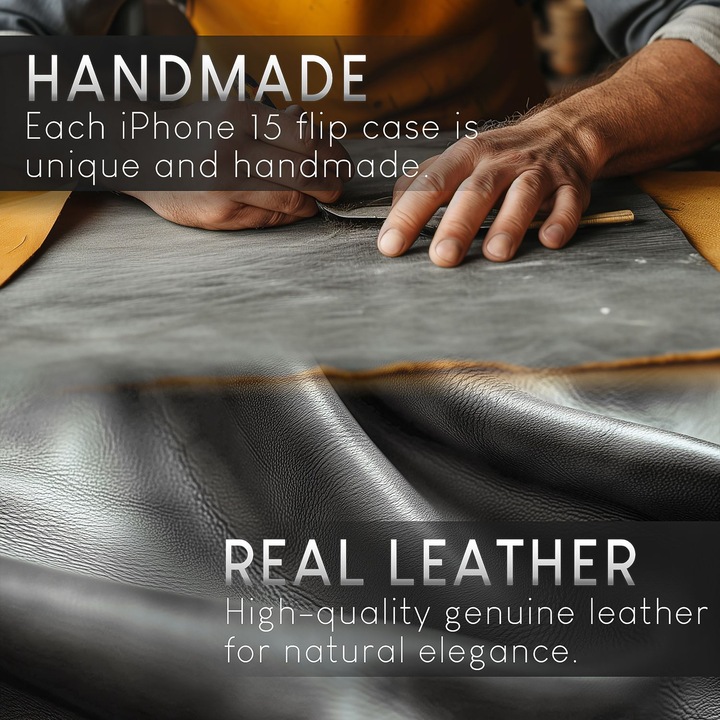 Produktbild Nalia Echt Leder Flip Case Hülle mit Magnetverschluss (Apple iPhone 15)