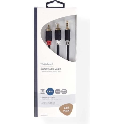 Thumbnail - Nedis CABW22200AT20. Anschluss 1: 3.5mm, Anschluss 2: 2 x RCA, Kabelmaterial: Kupferverkleidetes Aluminiu (2 m), Audio K...