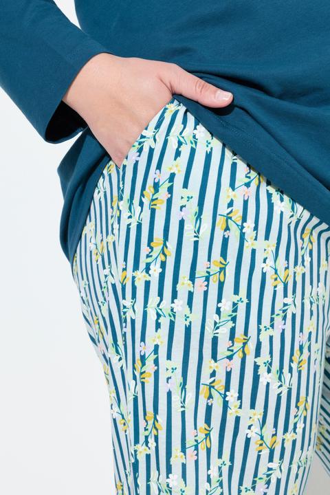 Produktbild Ulla Popken Pyjama, Blüten, Rundhals, Langarm, Taschen (42, 44)