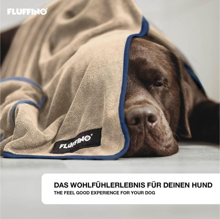 Image du produit Fluffino Set de serviettes pour chiens, Beige / Bleu, L (Chien)