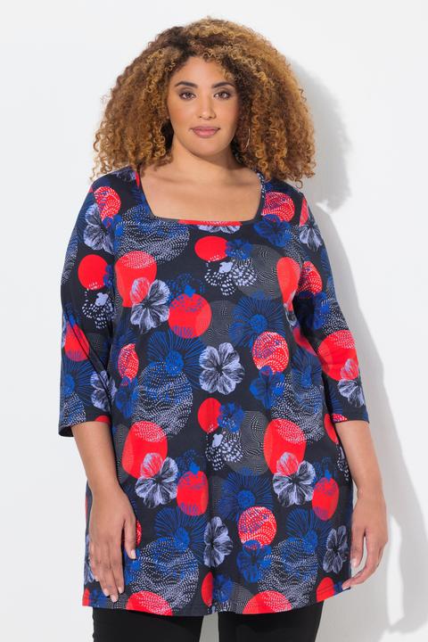 Immagine prodotto Ulla Popken Maglia dal taglio lungo e svasato con scollo rettangolare e maniche a 3/4 (46, 48)