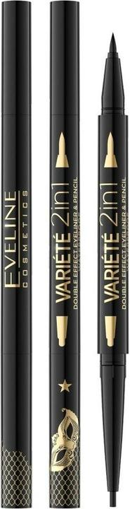Eveline Variete 2in1 Double Effect Waterproof Eyeliner Eye Pencil Ultra Black (Ultra Black)