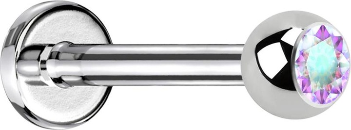 Actual product image Star Piercing Labret silver with ball crystal multcolour (Surgical steel 316L, without brass)