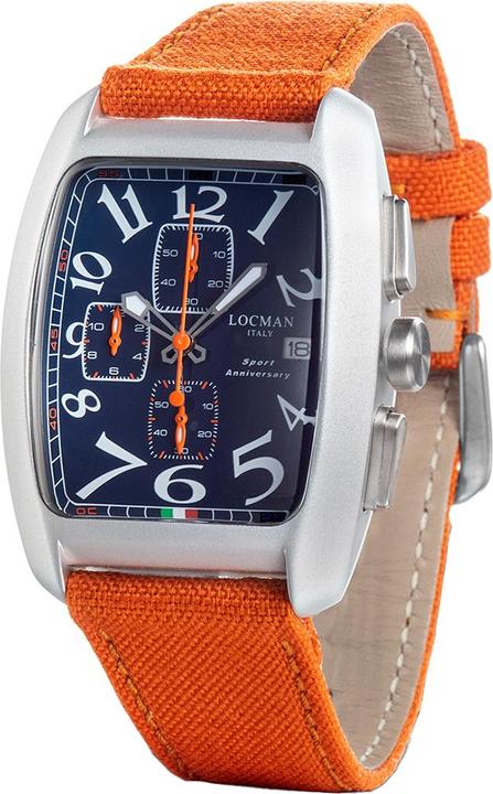 Immagine prodotto Locman Italia Orologio da uomo Sport Anniversary Chrono arancio/blu Ref. 0470 (Cronografo, 37 mm)