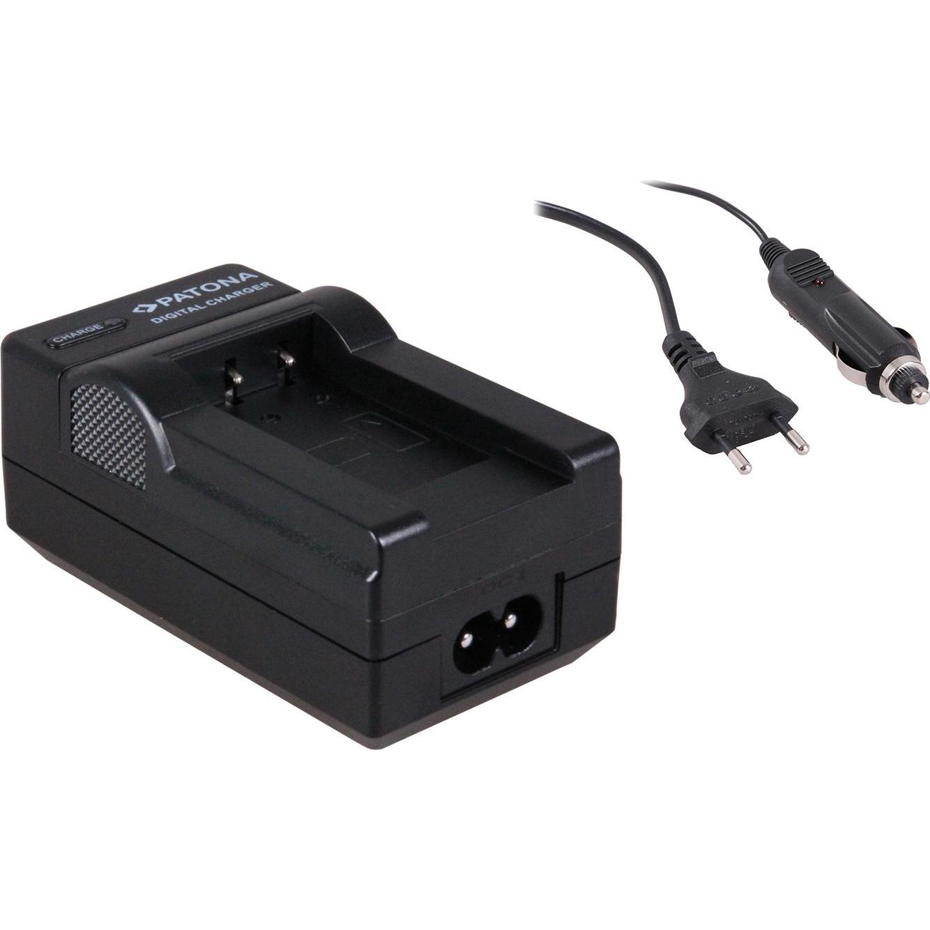 Patona Caricabatterie 2in1 per Sanyo DB-L90 VPC-SH1 DMX-SH1 VPC-SH11 (Caricabatterie per fotocamere), Alimentatore fotocamera, Nero